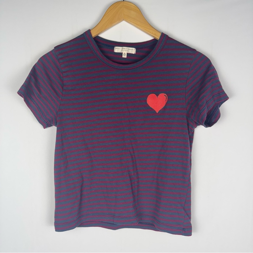 Truly Madly Deeply Striped T-Shirt with Heart Patch